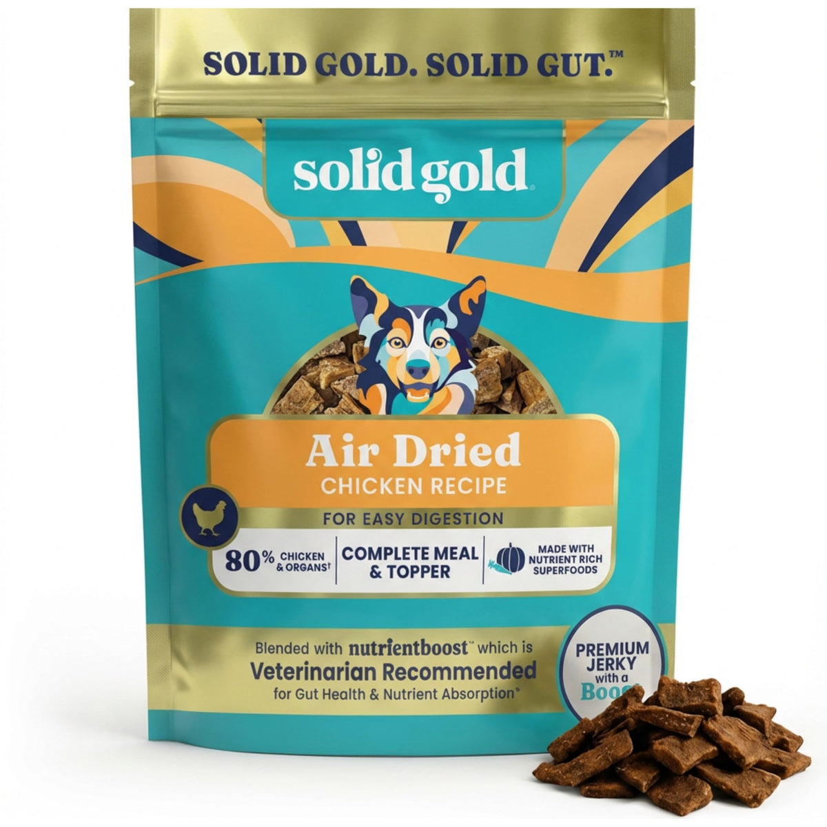 Solid Gold garnitures poulet reel – source de protéines réelles pour chiens actifs.