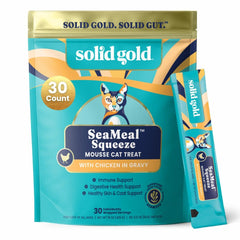 Solid Gold Lickable Chat Tube crème poulet SeaMeal, friandise pratique pour chats indoor