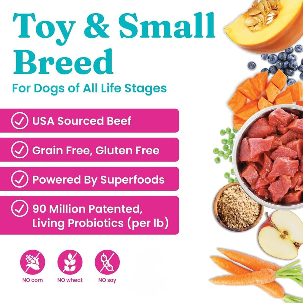 Petites croquettes adaptées aux chiens miniatures pour une mastication facile.
