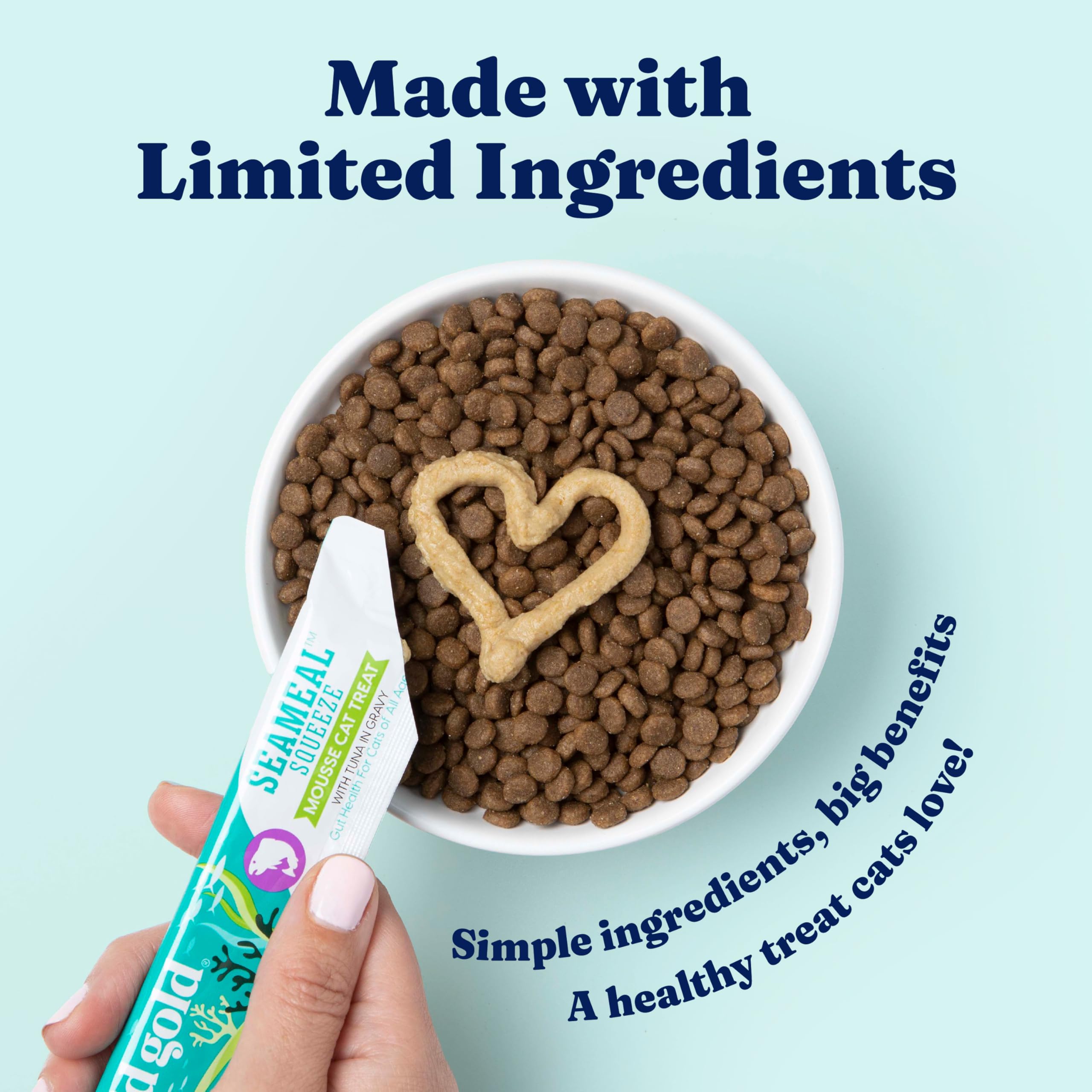Solid Gold SeaMeal Squeeze: emballage et etiquette affichant les ingredients principaux