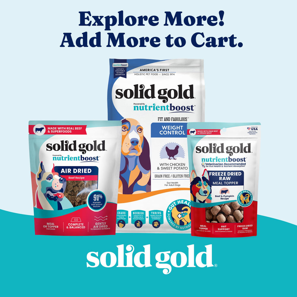 Solid Gold Weight Management : texture moelleuse, facile à mâcher pour les chiens sensibles.