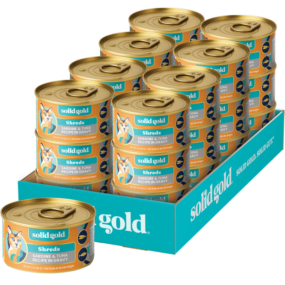 Solid Gold thon et sardine en émincés dans sauce appétissante, texture humide