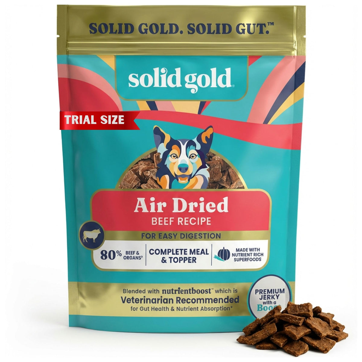 Solid Gold Topper Chien – boeuf réel, soutien appétit et protéines.