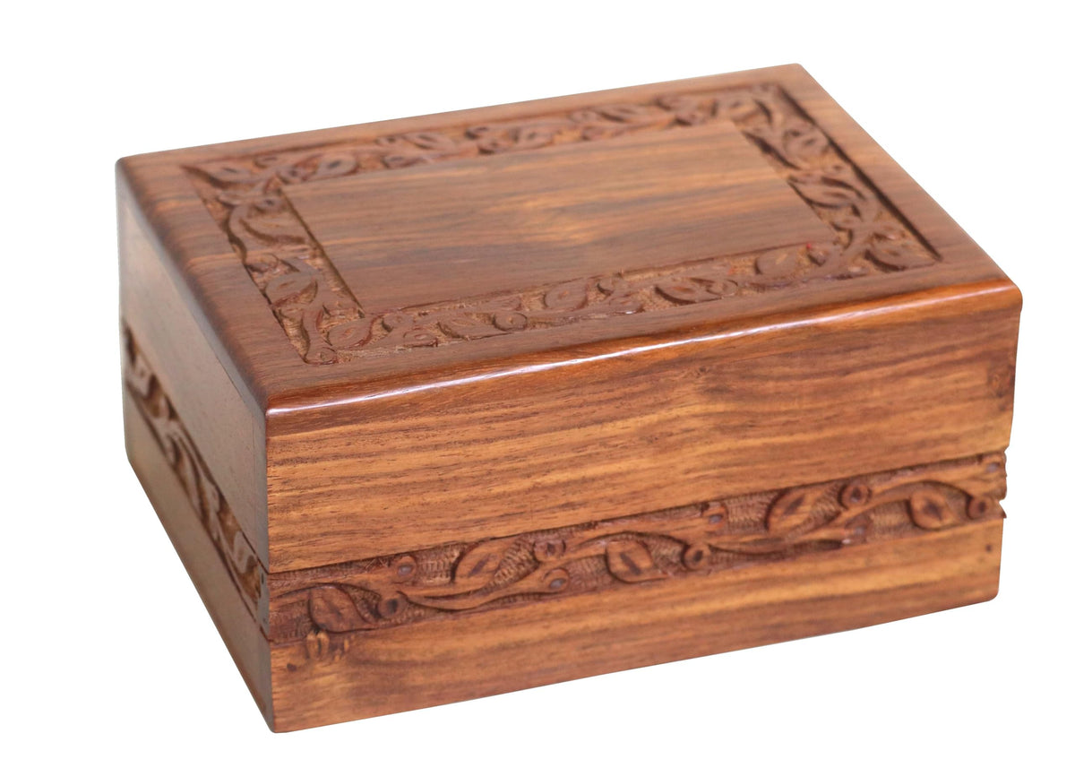 Urne Solid Wood Handicrafts en bois de rose, ouverture basse pratique pour cendres