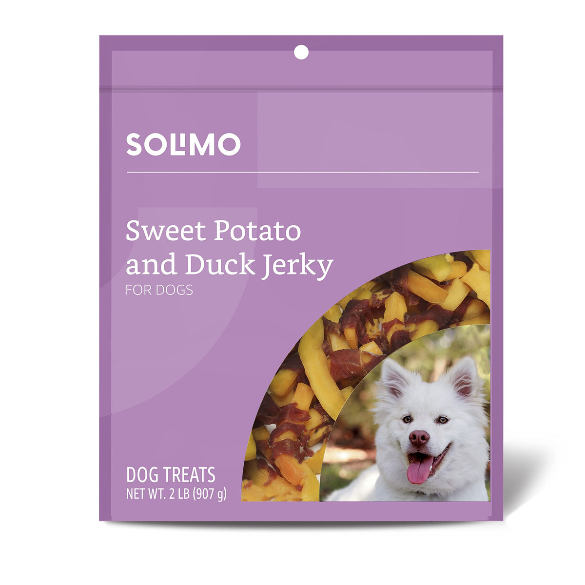 Friandise Solimo canard et patate douce, sachet prêt à l'emploi comme récompense rapide.