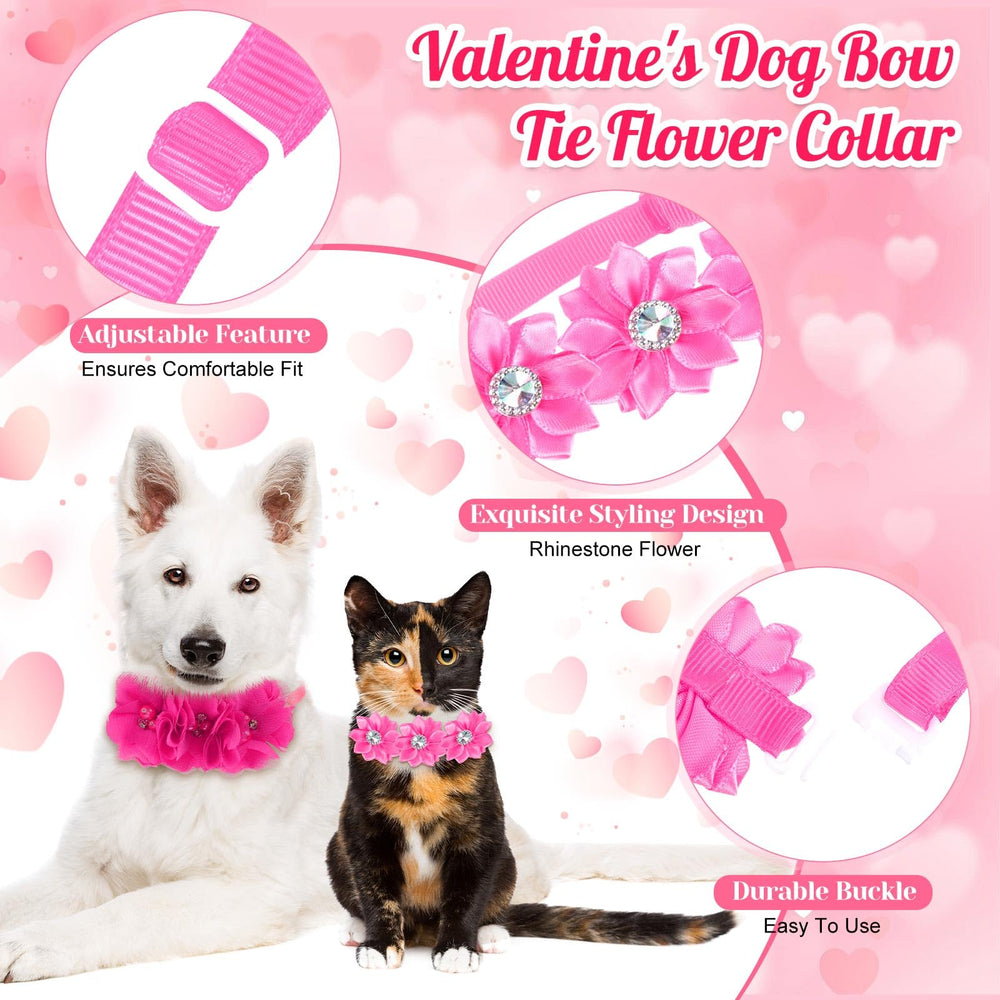 Solsew collier-noeud rose pour petit chien, idéal pour les occasions.