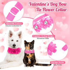 Solsew collier-noeud rose pour petit chien, idéal pour les occasions.