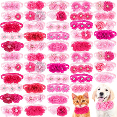 Solsew nœud-fleur pour chien en rose, élégant pour les fêtes.
