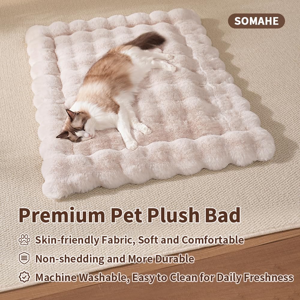 SOMAHE Cat Bed Mat texture-fausse-fourrure: douceur luxueuse invite au repos.