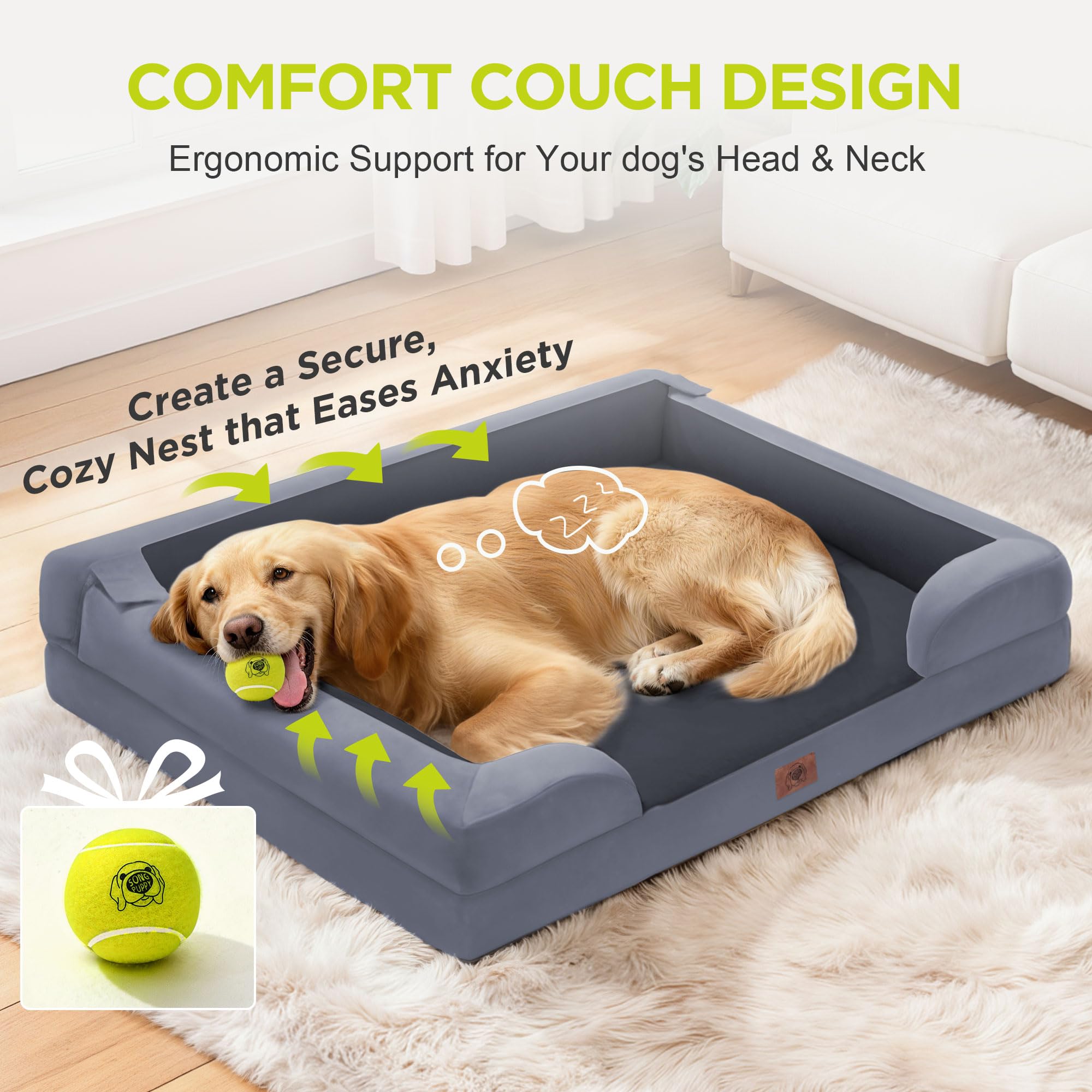 Housse lavable en machine du lit Song Puppy XL pour entretien facile.