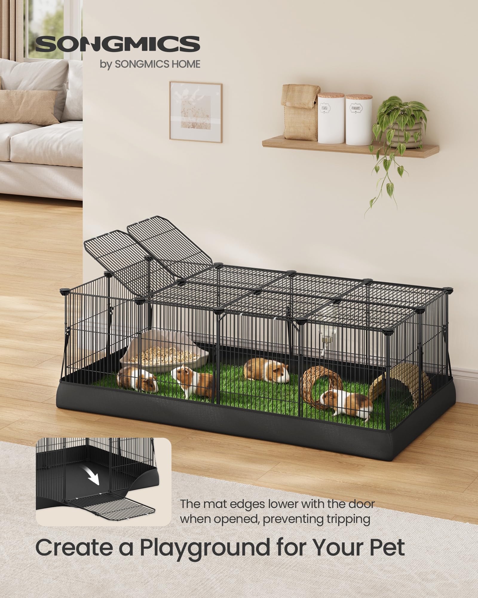 Cage SONGMICS avec porte supérieure pratique pour alimentation et nettoyage