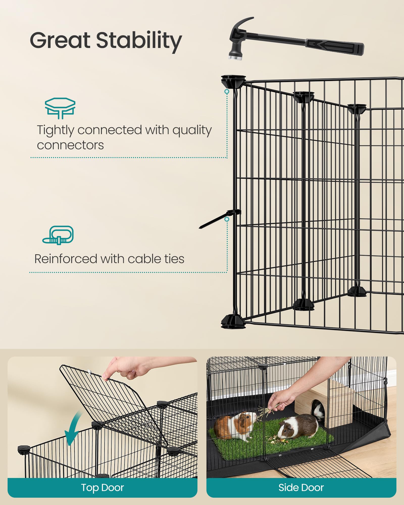 Cage SONGMICS protège les petits animaux et minimise les salissures