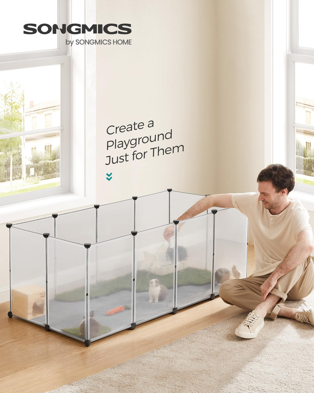 SONGMICS enclos intérieur pour petits animaux, configuration modulaire facile