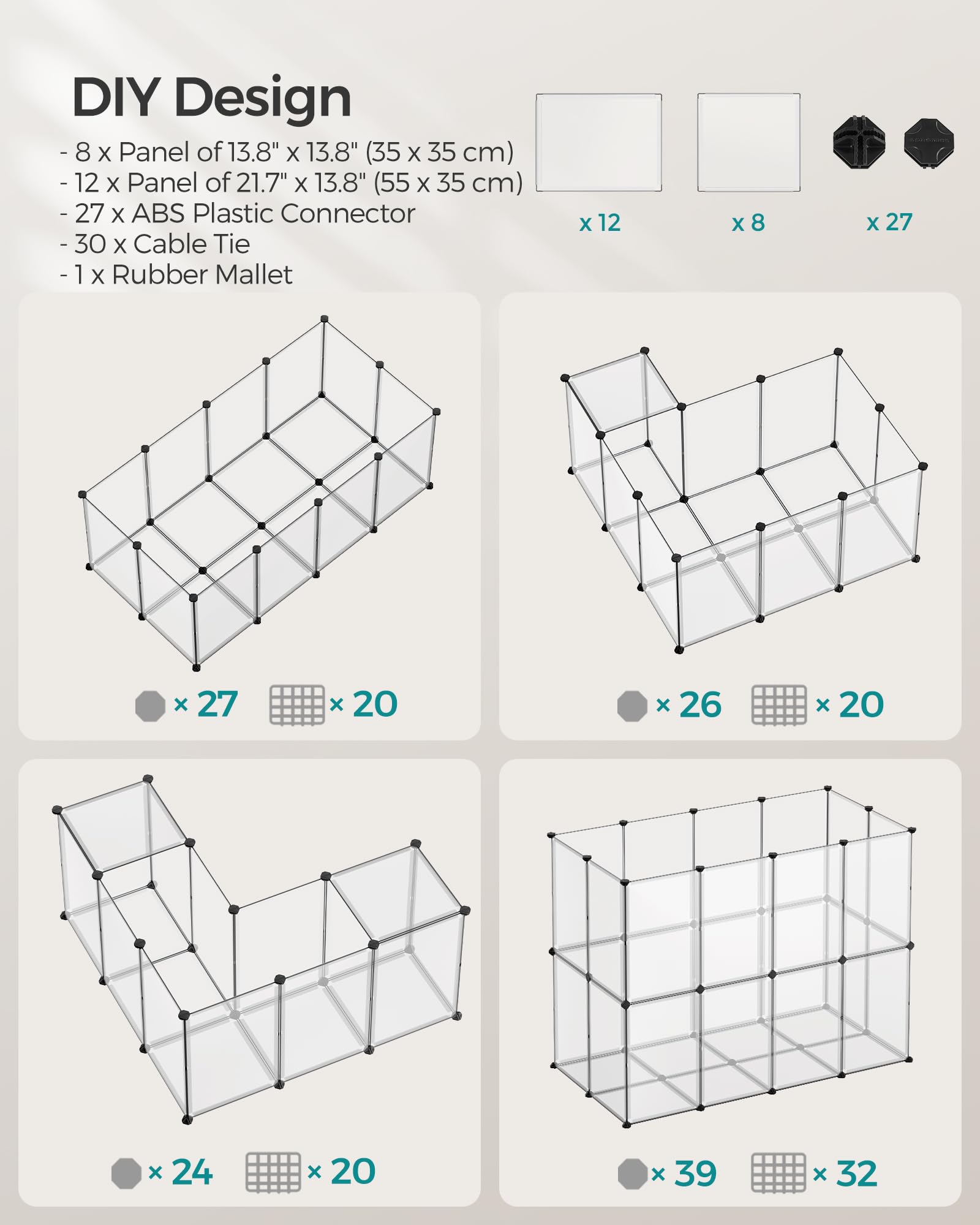 SONGMICS enclos sécurisant pour hamsters et hérissons, espace stimulant