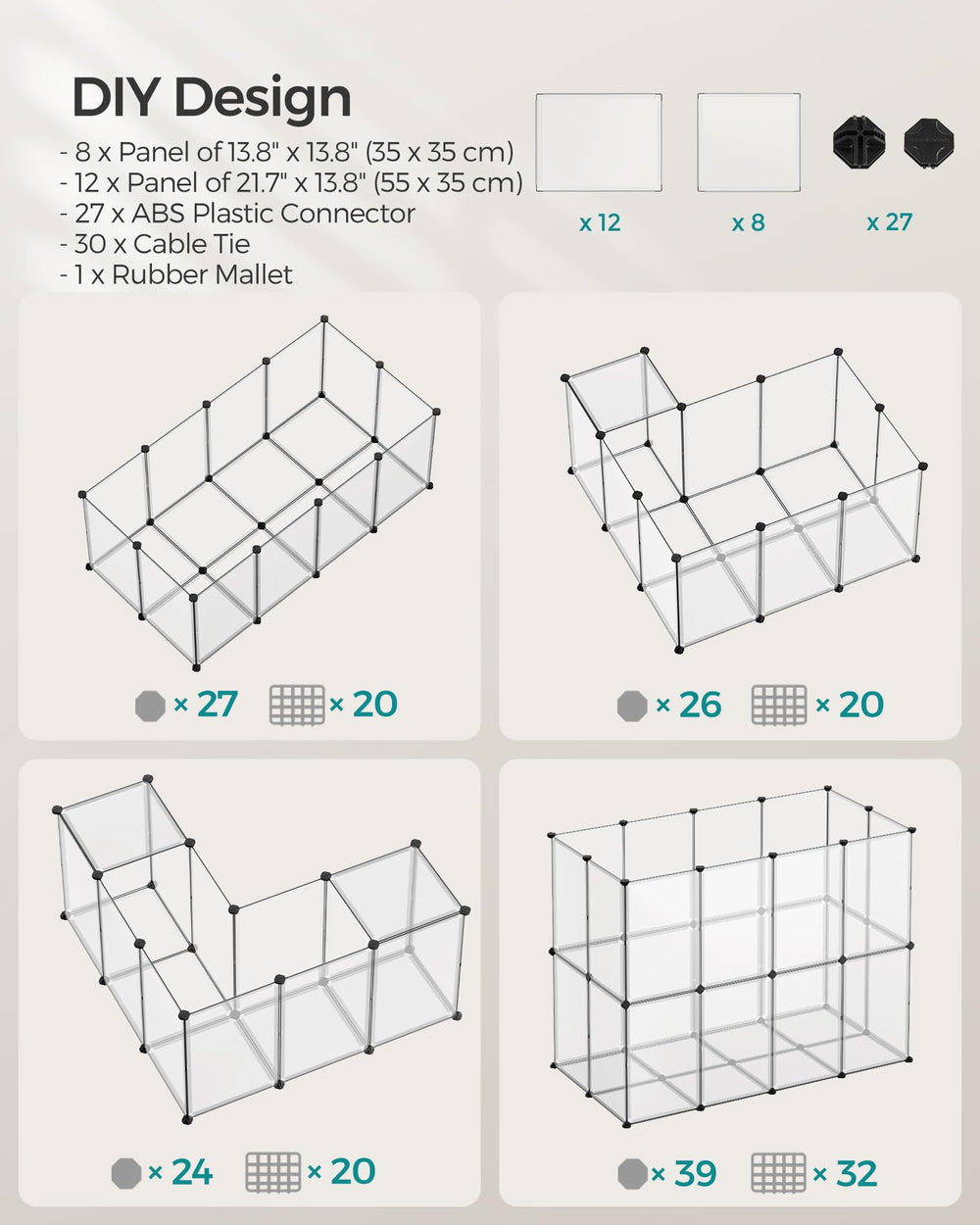 SONGMICS enclos sécurisant pour hamsters et hérissons, espace stimulant