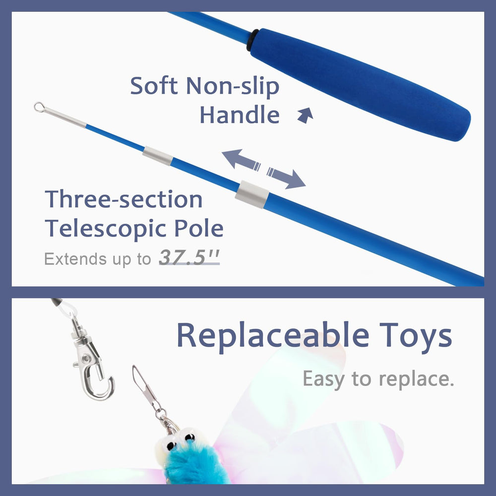 SONGWAY jouet tassel chat bleu, pompon coloré pour poursuites