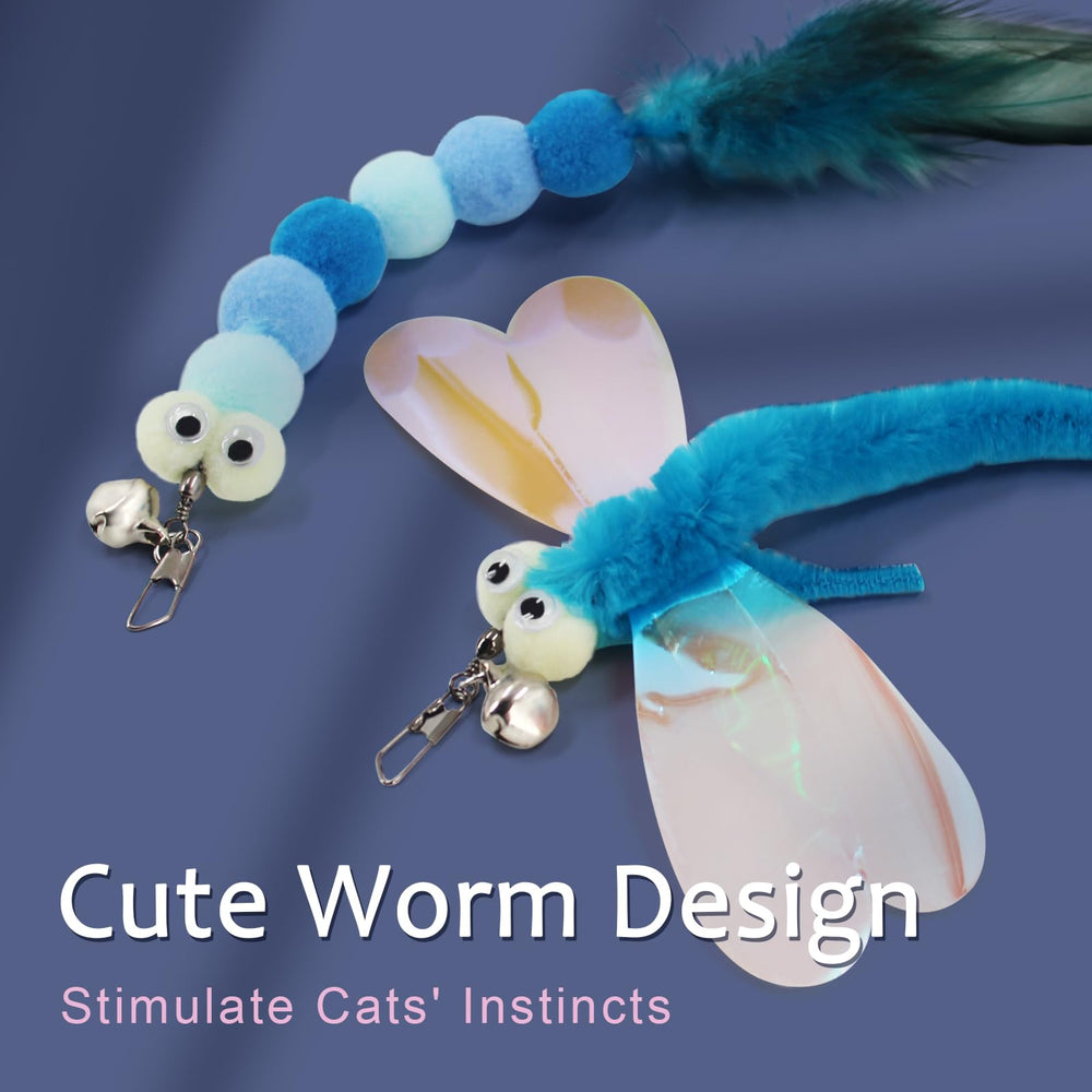SONGWAY peluche libellule bleu avec pompon, peluche douce et interactive