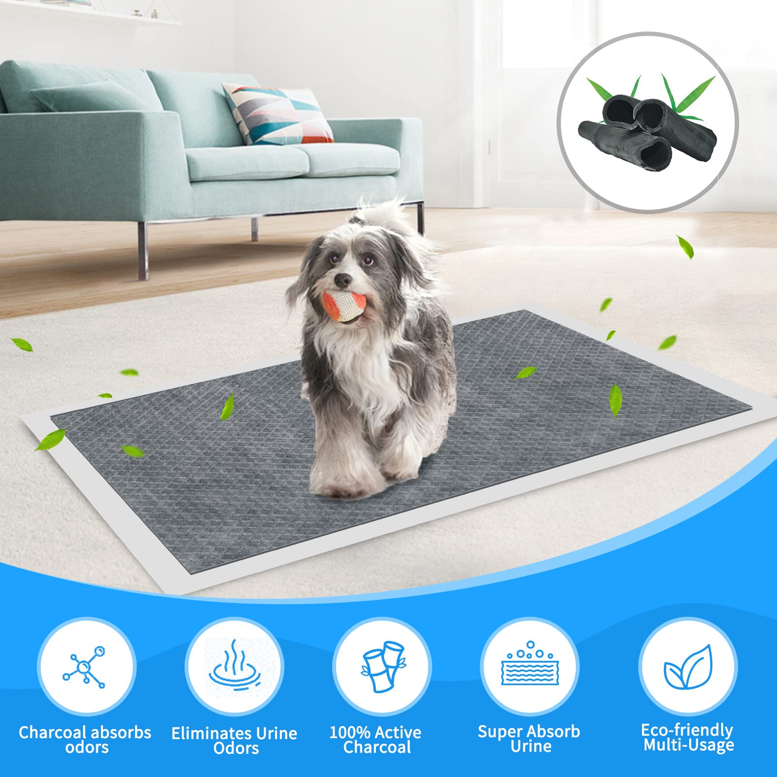 SONGYUAN tapis chiot charbon 6-couches, capture rapide et rétention des liquides.