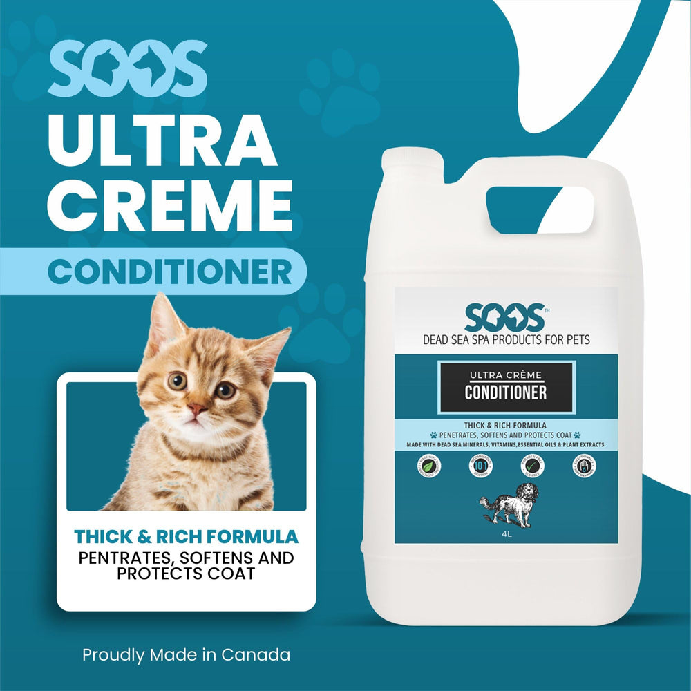Soos Conditionneur Ultra Crème - application sur poil après bain facilite le démêlage.