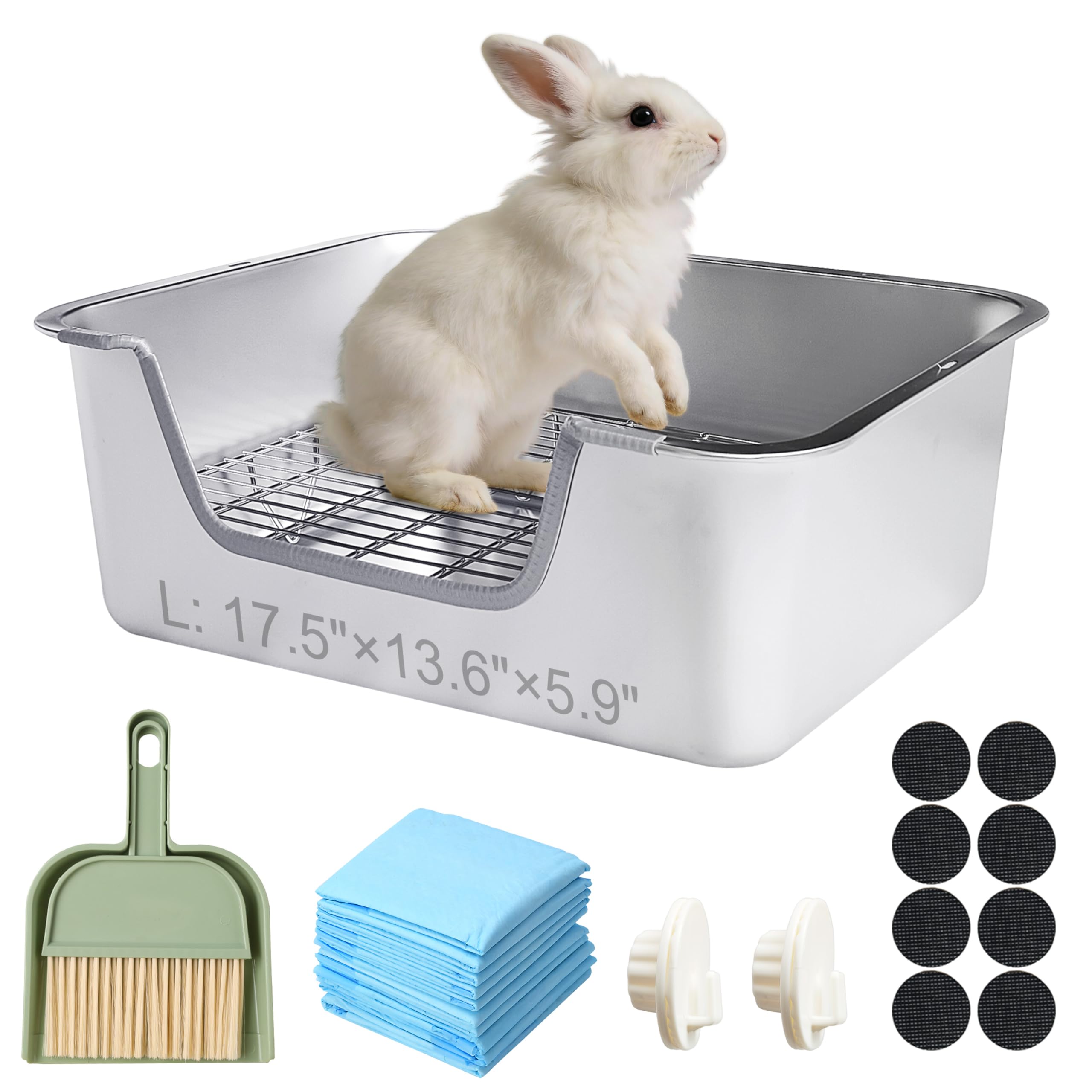 Sorstrem bac litiere inox avec grille pour cage, hygiène accrue.