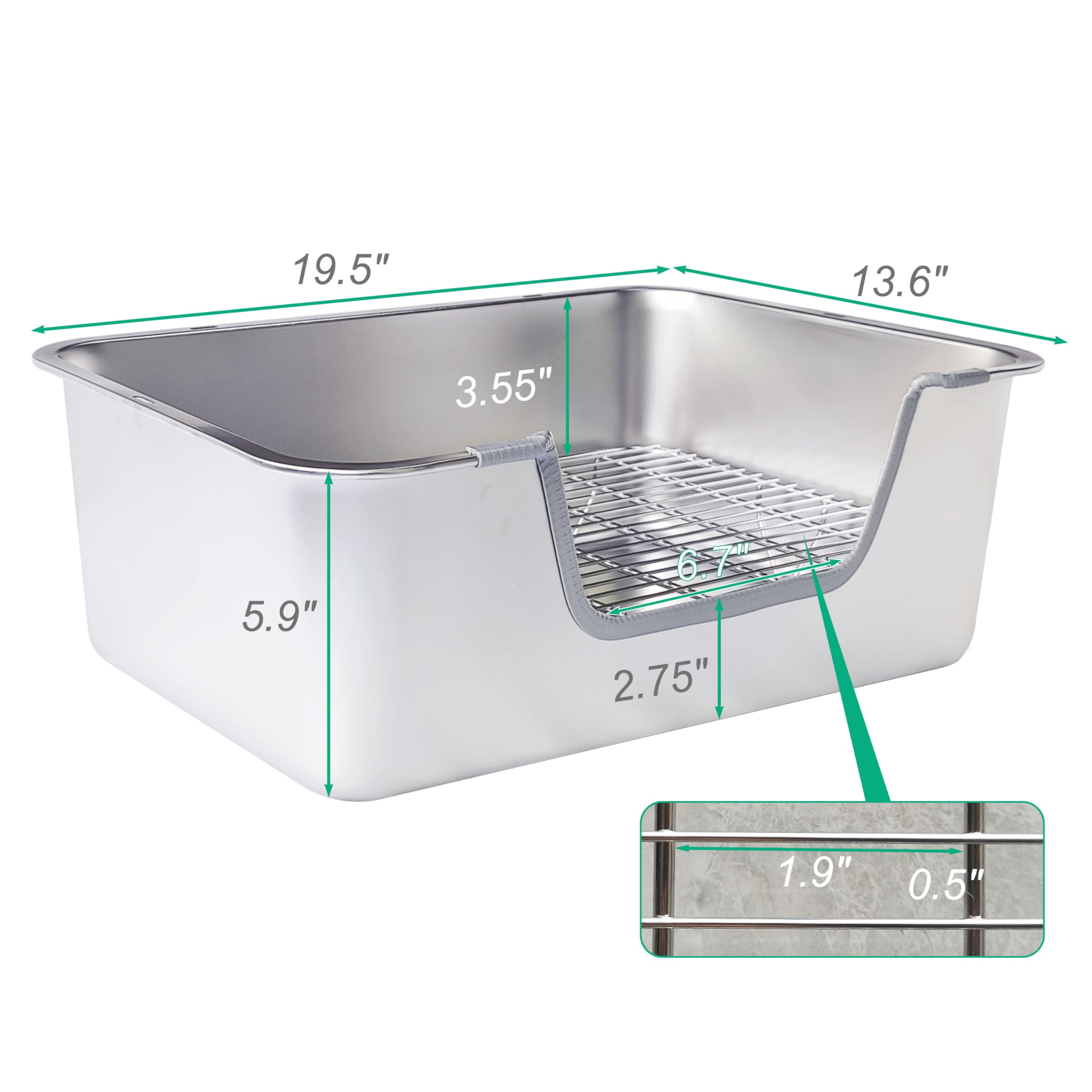 Sorstrem litière filtrante en acier inoxydable – grille haute visible pour petites bêtes.