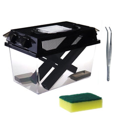 SORWATEE boîte criquets transparente avec tubes distributeurs, pratique pour nourrir reptiles en déplacement.