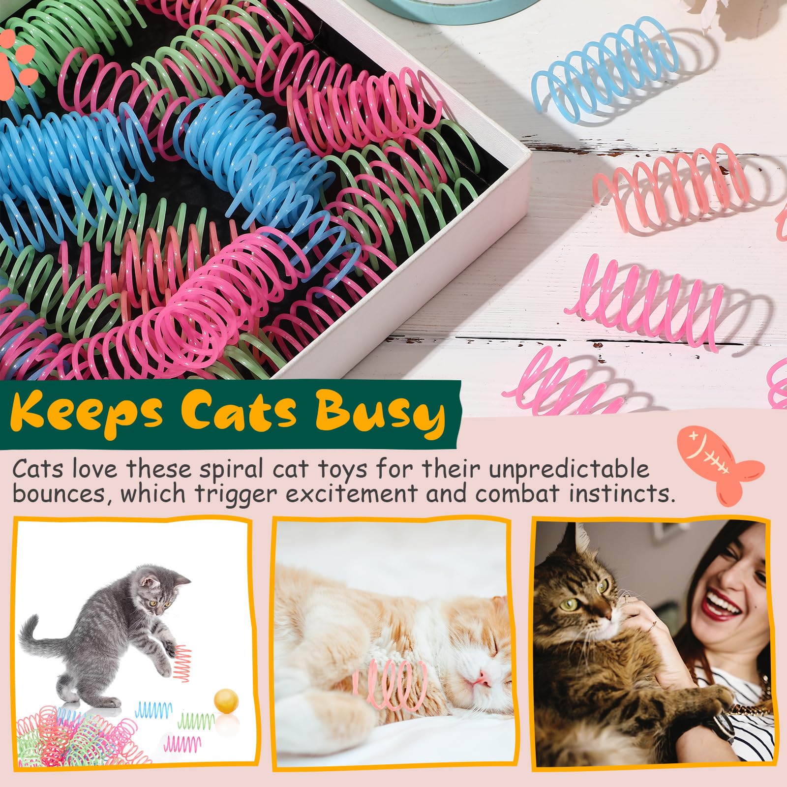 Sosation: ensemble de 100 ressorts lumineux, idéal pour stimuler les jeux chez les chats.