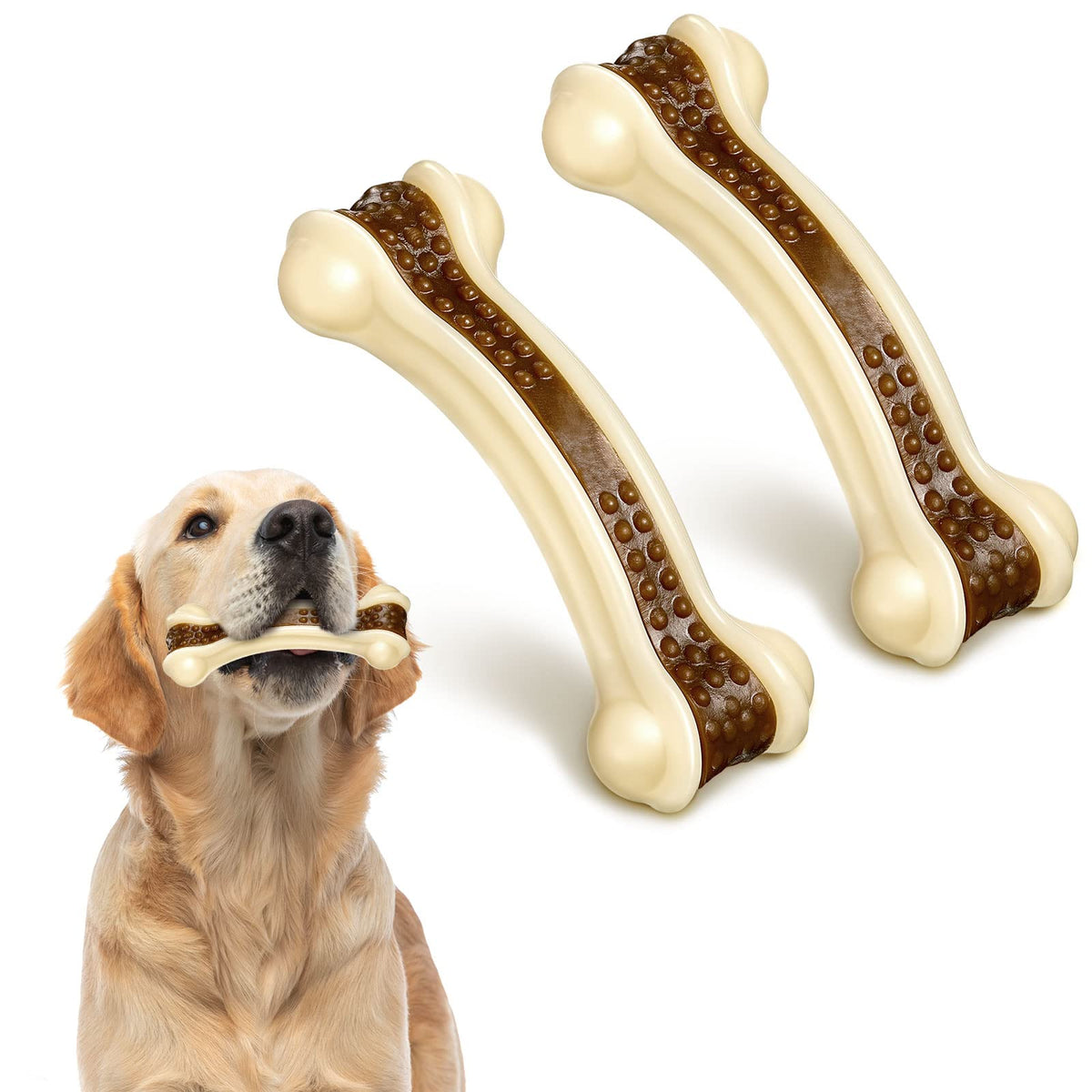 Jouet Sosation Os forme courbe pour chien, mâchage sûr et prise facile.