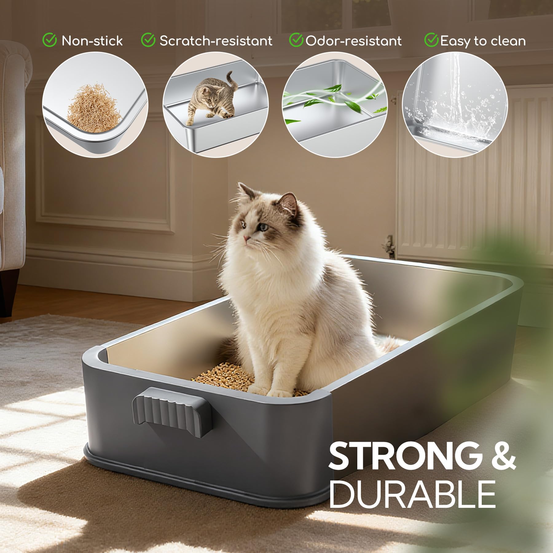 Soulbond litiere grande 25x17x16 - espace suffisant pour tous les chats