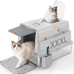 Soulbond XXXL bac a litiere en inox avec couvercle, vue generale pratique pour entretien facile