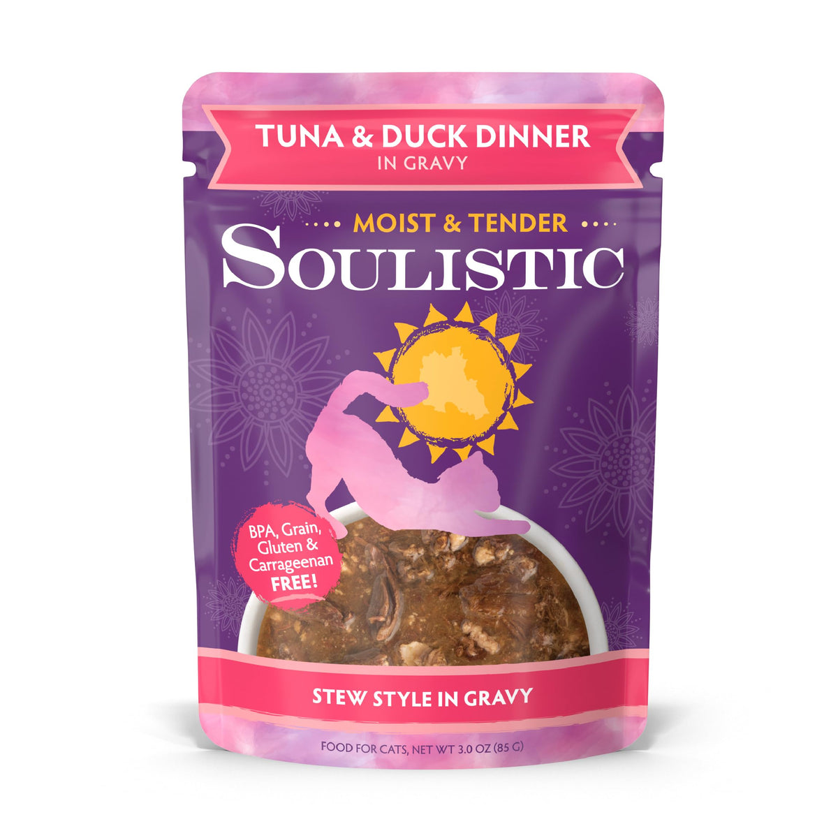 Emballage Soulistic présentant le dîner humide, pratique à servir pour les chats
