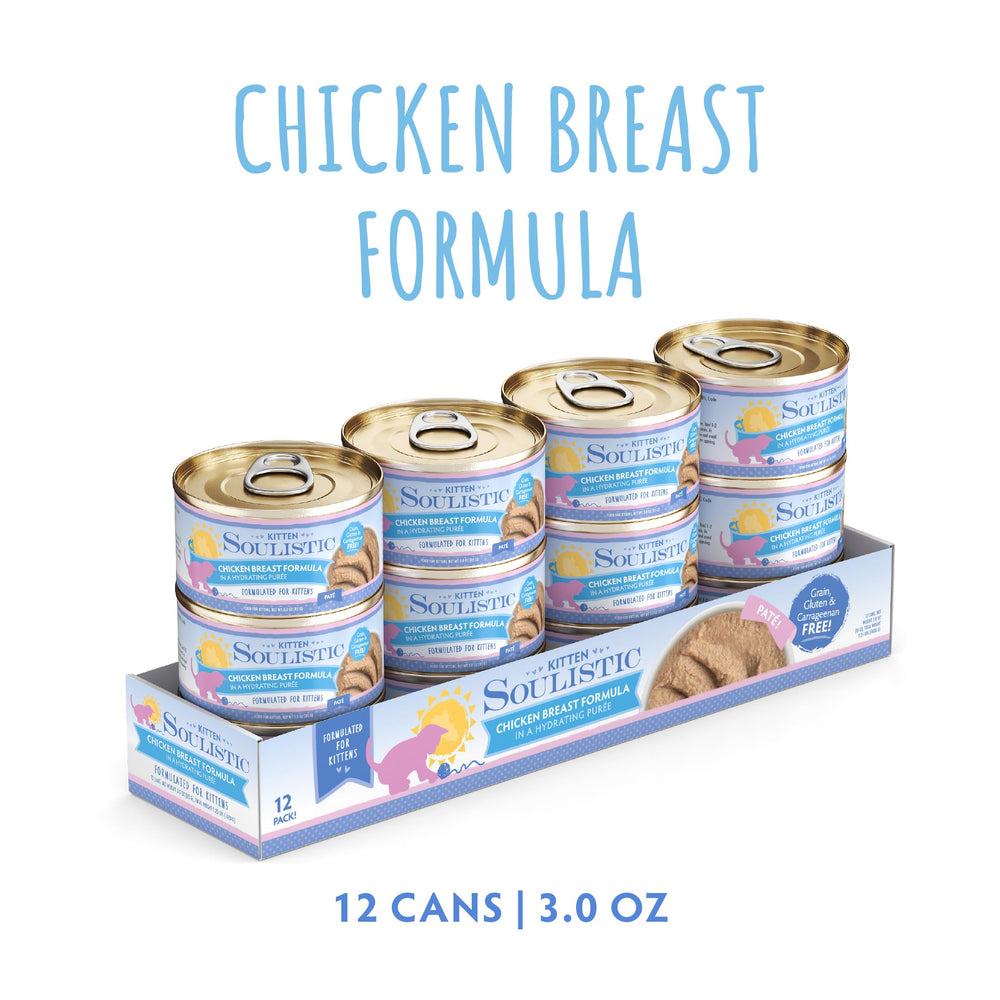 Soulistic purée crèmeuse chaton sans grains, texture veloutée facilitant l'alimentation.