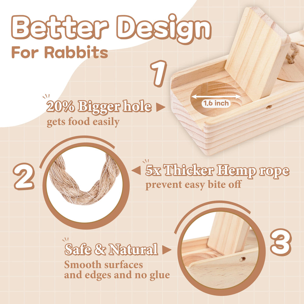 SoulThink lapin jouet bois forage friandises: stimule le forage et la récompense.