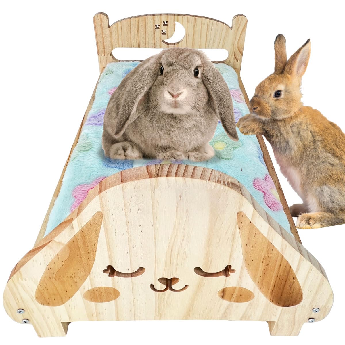 Lit SoulThink pour lapin avec oreilles floues, design sûr et accueillant.
