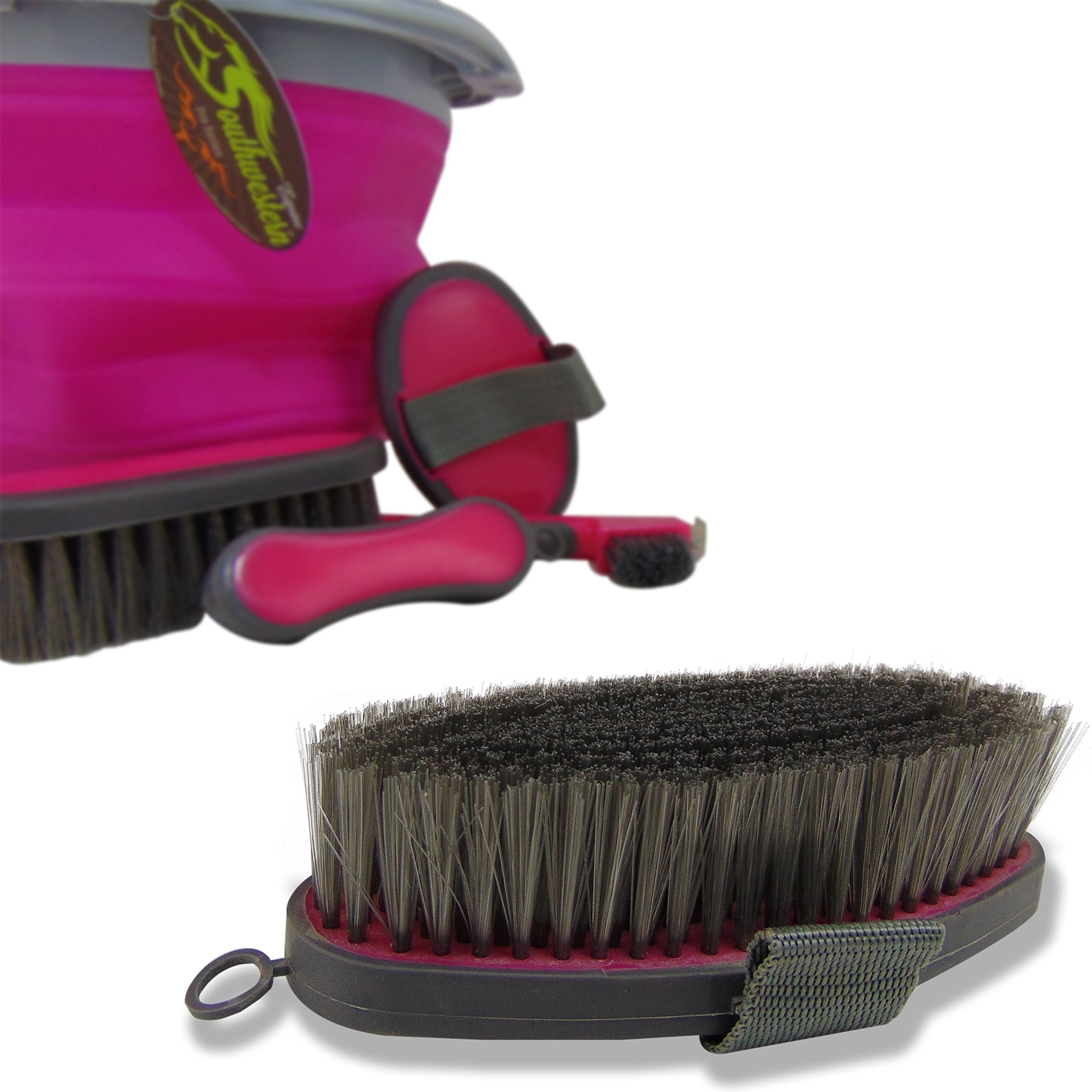Brosse visage Southwestern Equine rose, soin précis autour du visage.