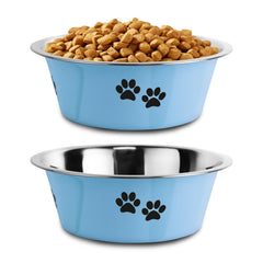 Bol SOUXU en inox antiderapant bleu avec base stable pour repas calmes.