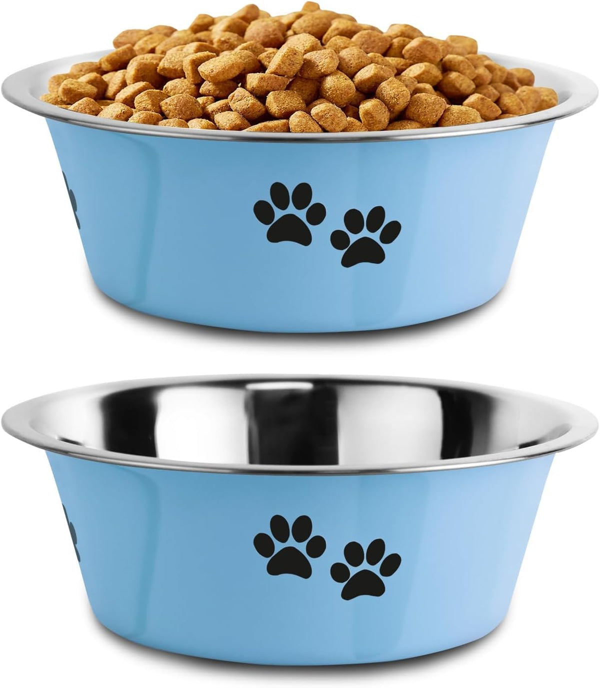 Bol SOUXU en inox bleu avec base silicone anti-glisse, idéal pour repas propres.