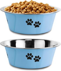 Bol SOUXU en inox bleu avec base silicone anti-glisse, idéal pour repas propres.