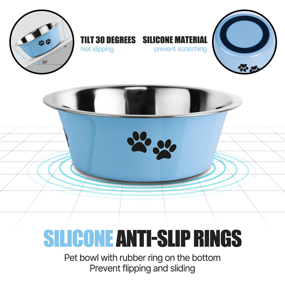 Bol SOUXU en inox avec socle silicone, protege le sol et evite les glissades.