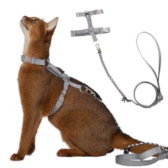 Sovarin harnais chat gris, léger et confortable pour promenades sans effort.