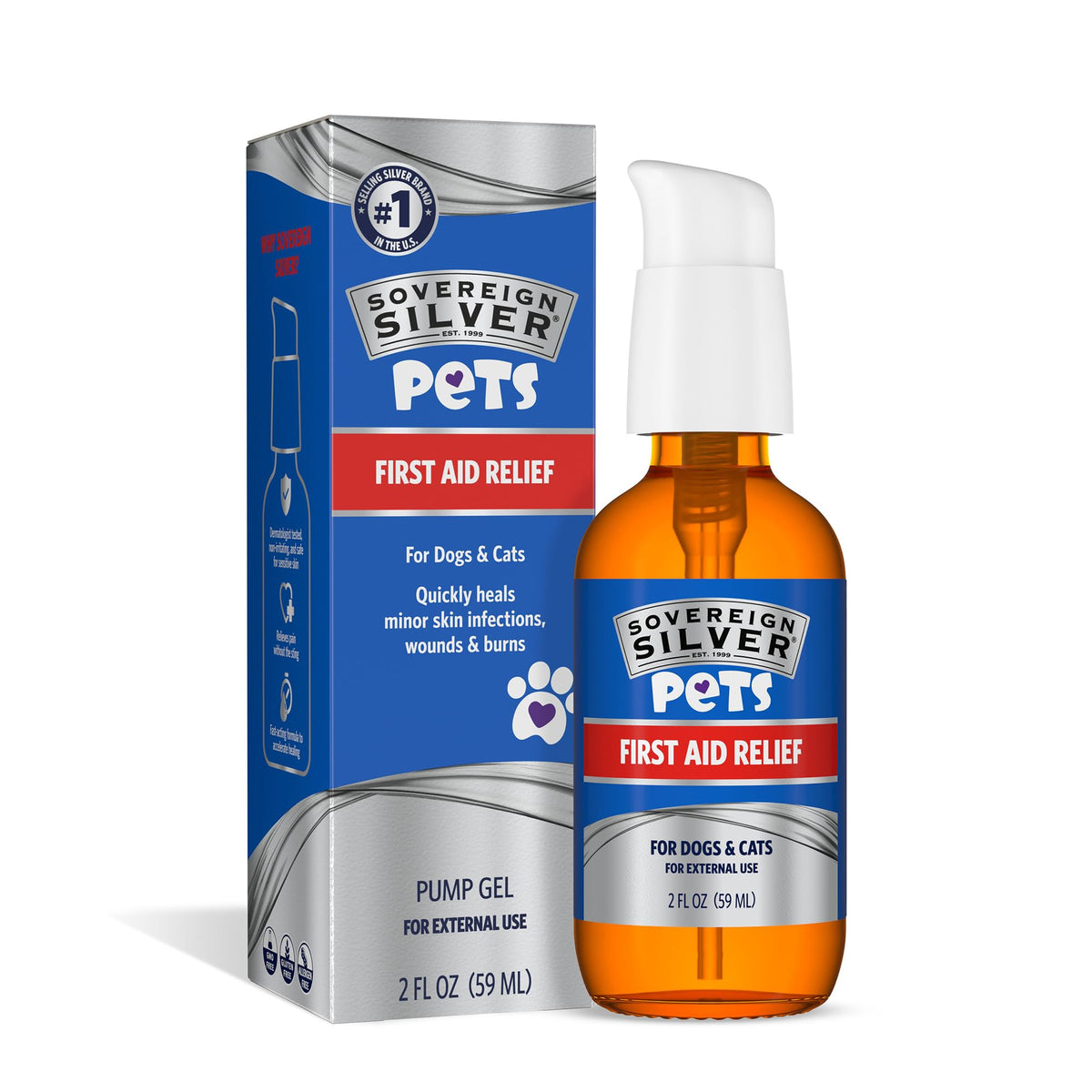 Gel Sovereign Silver pour premiers secours animaux, pompe pratique