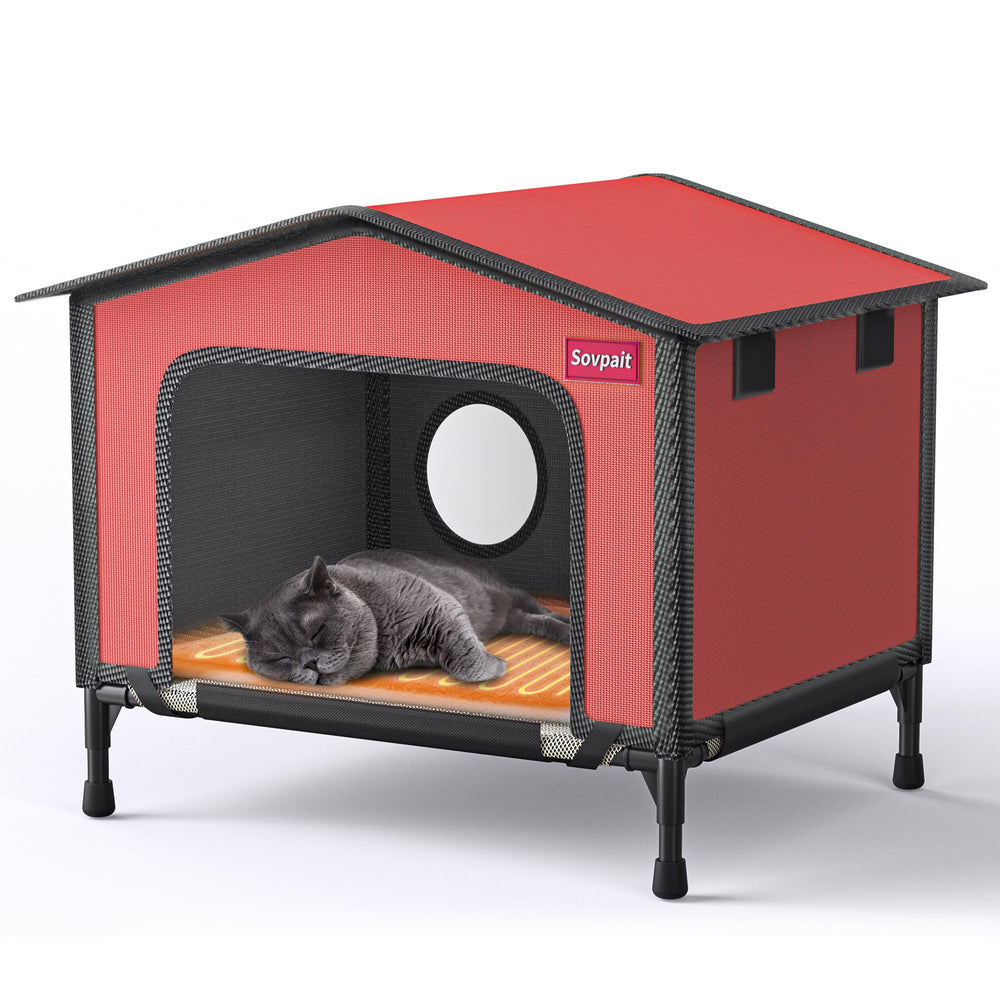 SOVPAIT maison chat exterieur etanche rouge: abri chaud pour chats dehors.