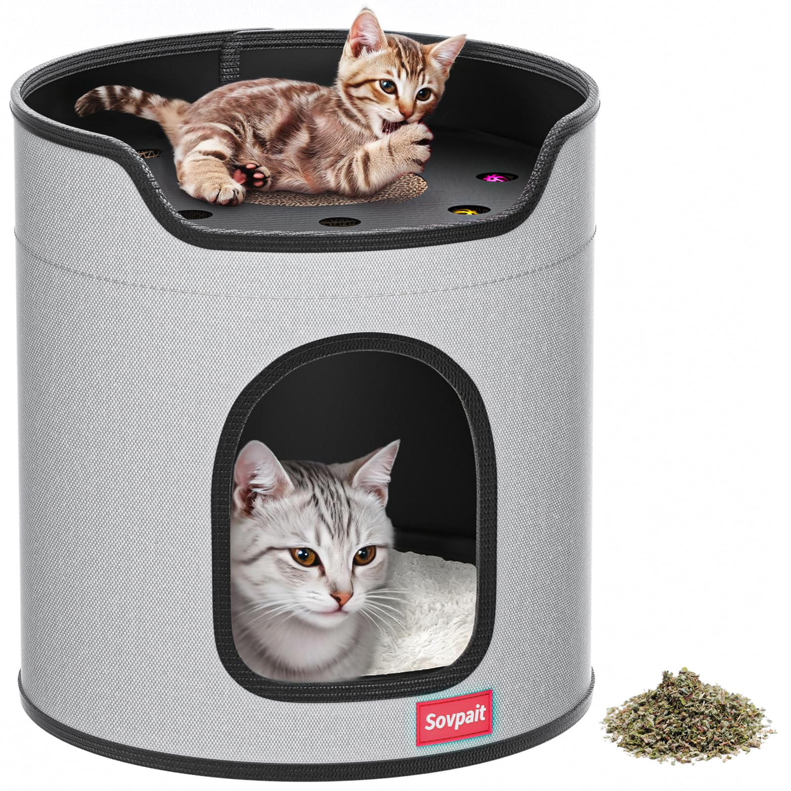 SOVPAIT maison-chat intérieur double, espace repos sécurisé.