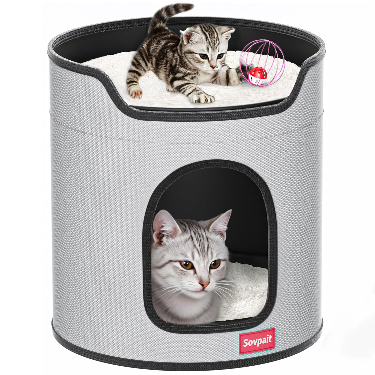 SOVPAIT maison-chat intérieur grand lit double pour repos sûr.