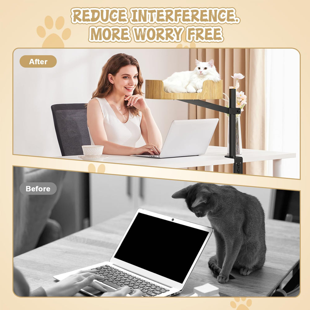 Spacocld Cat Desk Bed, compatible avec divers bureaux, idéal bureau et espace de jeu.