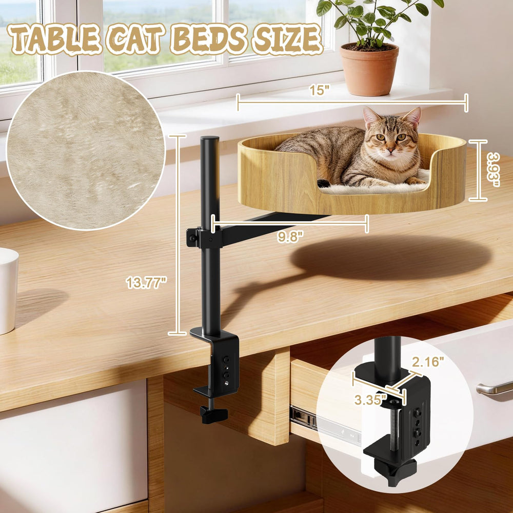 Spacocld Cat Desk Bed, plateforme bois stable apporte soutien et confort.
