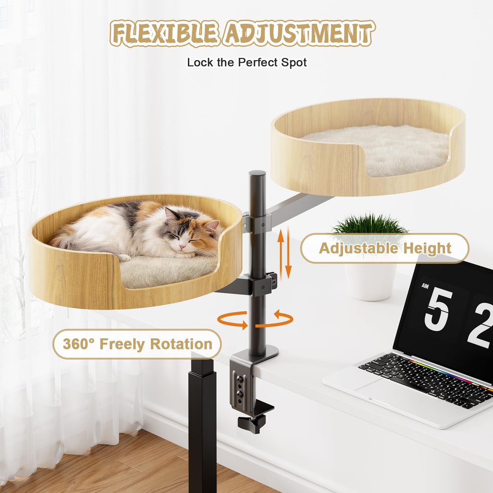 Spacocld Cat Desk Bed, rotation 360°, permet au chat de se positionner facilement.