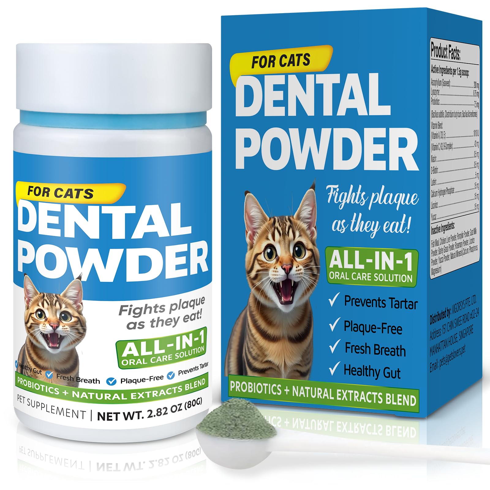 Poudre dentaire Spanielbuns en bouteille pour chats – haleine plus fraîche