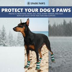 Bottes Spark Paws à double velcro vert camo, ajustement facile et sûr.