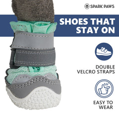 Spark Paws turquoise vue côté gauche, maintien sûr pendant les randonnées